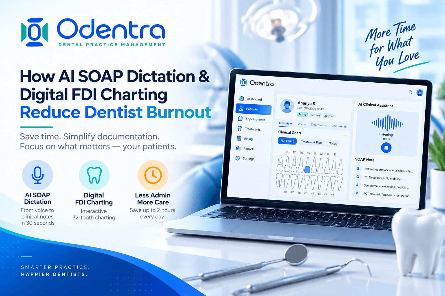 How AI SOAP Dictation & Digital FDI Charting Reduce Dentist Burnout